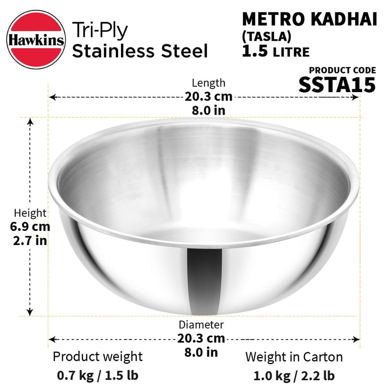 Hawkins Triply Stainless Steel Metro Kadhai - 19
