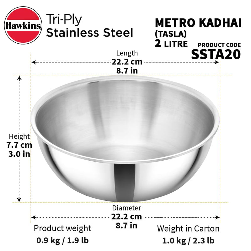 Hawkins Triply Stainless Steel Metro Kadhai - 2