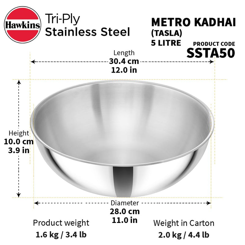 Hawkins Triply Stainless Steel Metro Kadhai - 19