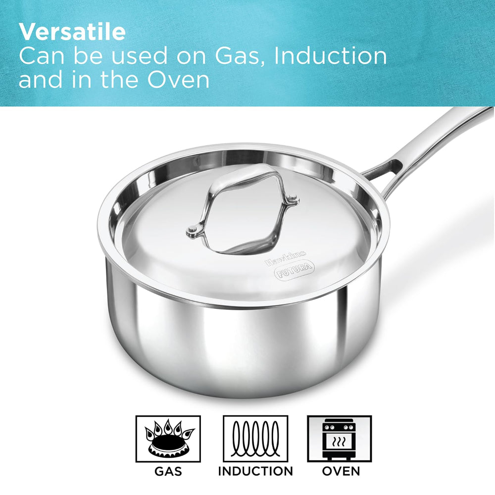 Hawkins Pro 2.5 Litre Tri-Ply Stainless Steel Sauce Pan with Stainless Steel Lid - 4
