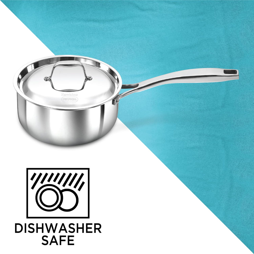 Hawkins Pro 2.5 Litre Tri-Ply Stainless Steel Sauce Pan with Stainless Steel Lid - 6