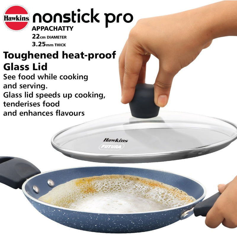 Hawkins Ceramic Nonstick Pro 0.9 Litre Appachatty with Glass Lid - 4