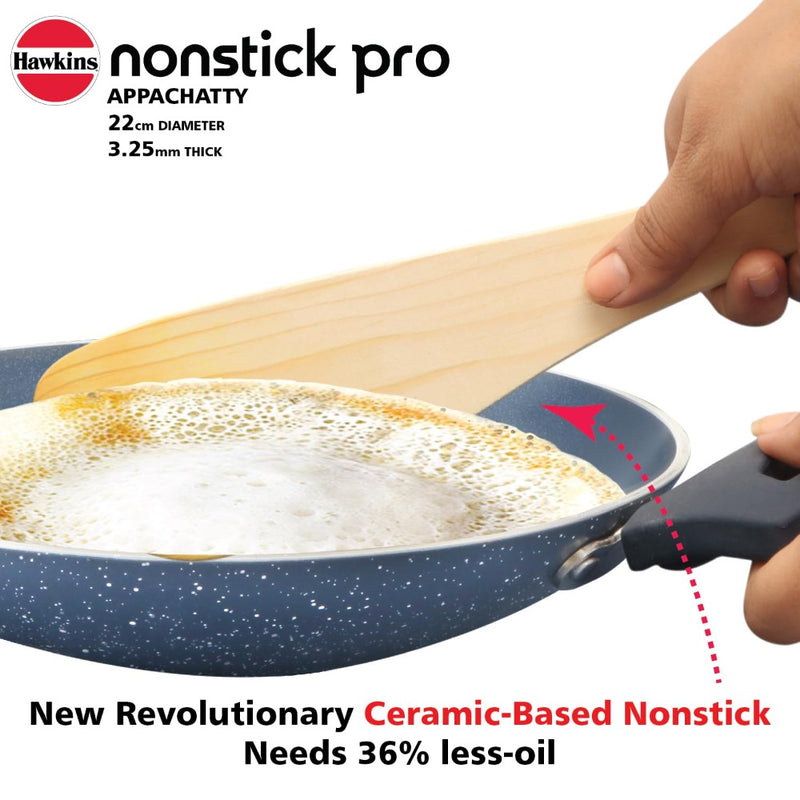 Hawkins Ceramic Nonstick Pro 0.9 Litre Appachatty with Glass Lid - 2