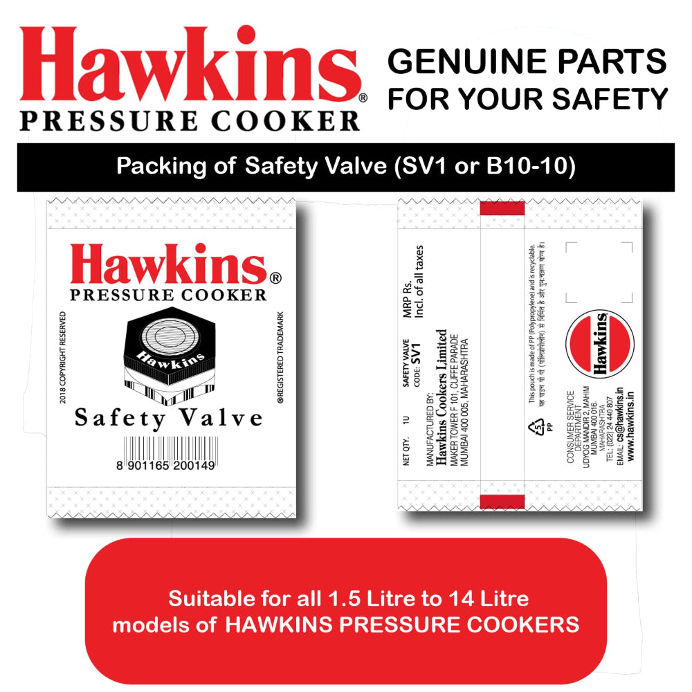 Hawkins Safety Valve B10-10 For All Hawkins Pressure Cookers From