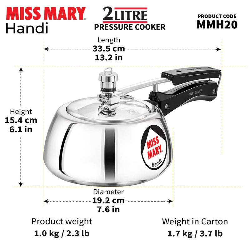 Hawkins Miss Mary Aluminium Handi Pressure Cooker - 3