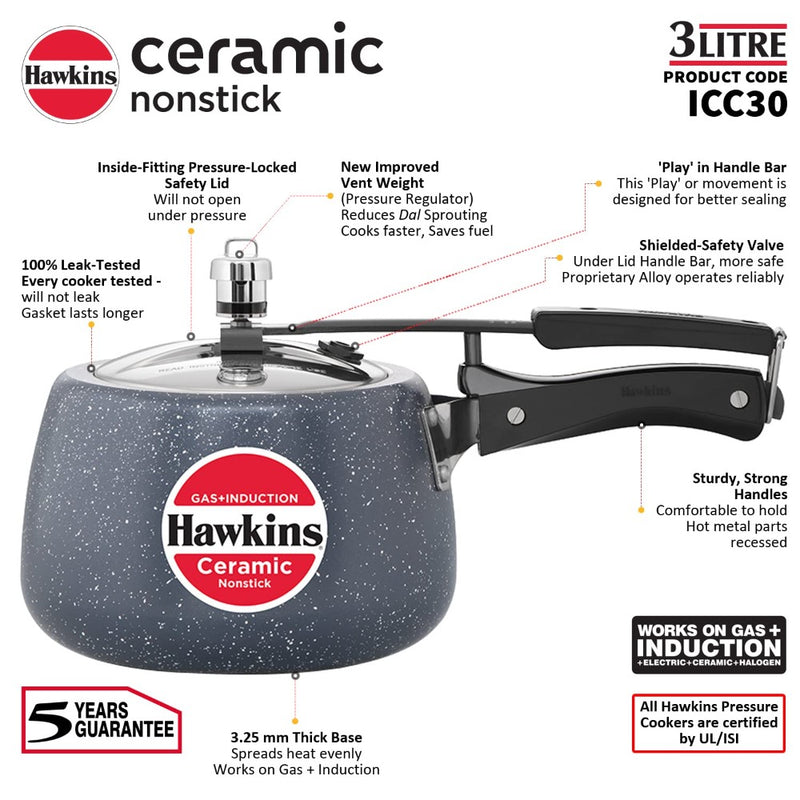 Hawkins Ceramic Nonstick Pressure Cooker - 8