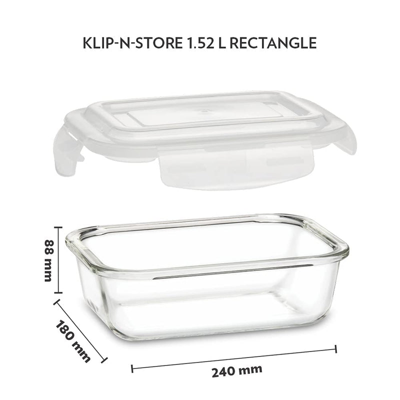 Borosil Klip N Store Rectangular Glass Storage Container - 9