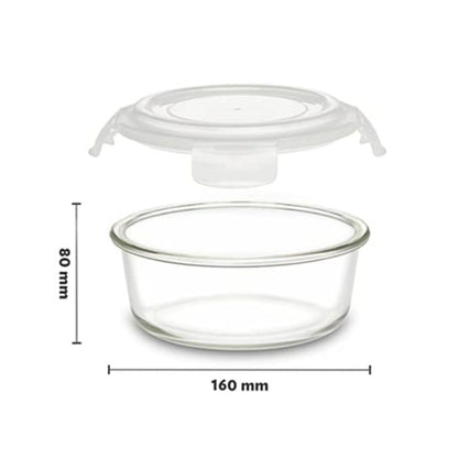 Borosil Bake-N-Store Set - 700 ML Oval Dish + 620 ML Klip n Store Round Container - 6