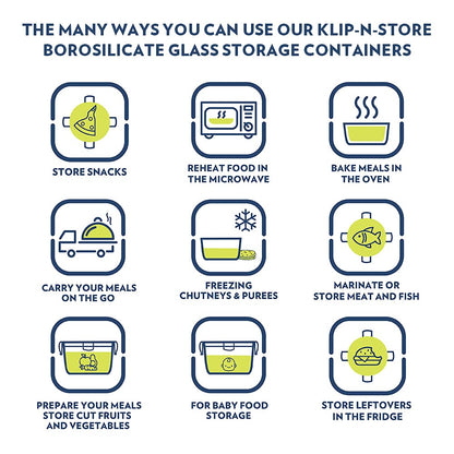 Borosil Klip n Store 320 ML Square + 400 ML Round Glass Container - 7