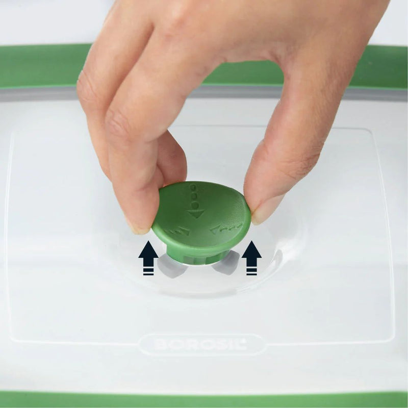 Borosil Square Dish with Green Lid - 7