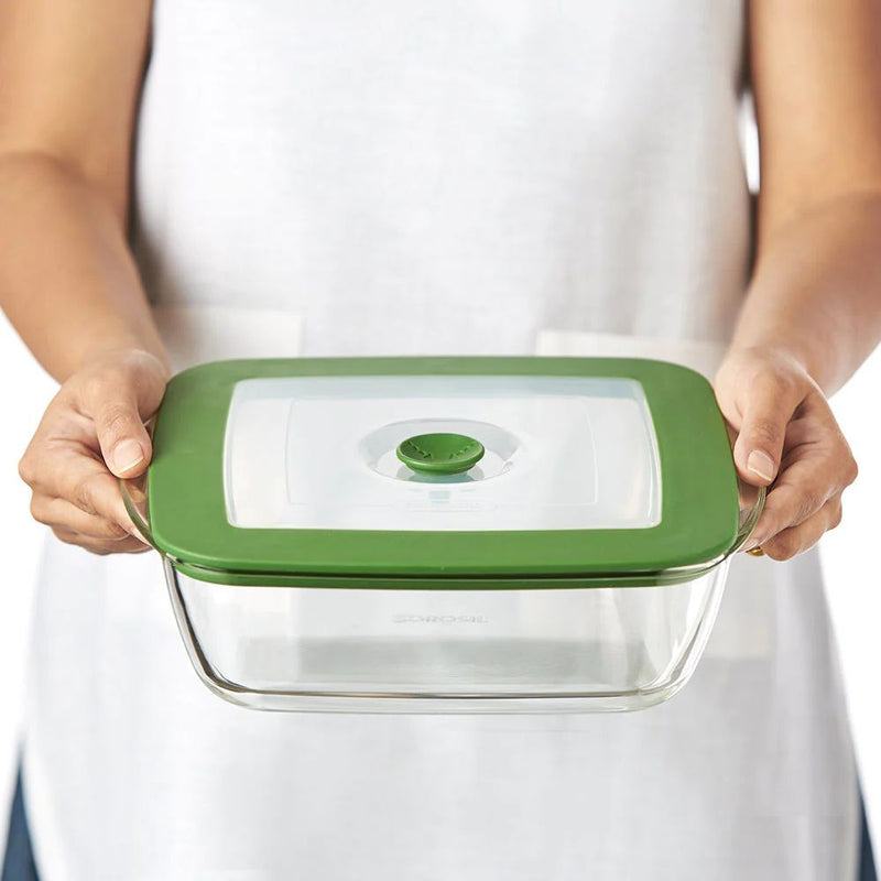 Borosil Square Dish with Green Lid - 5