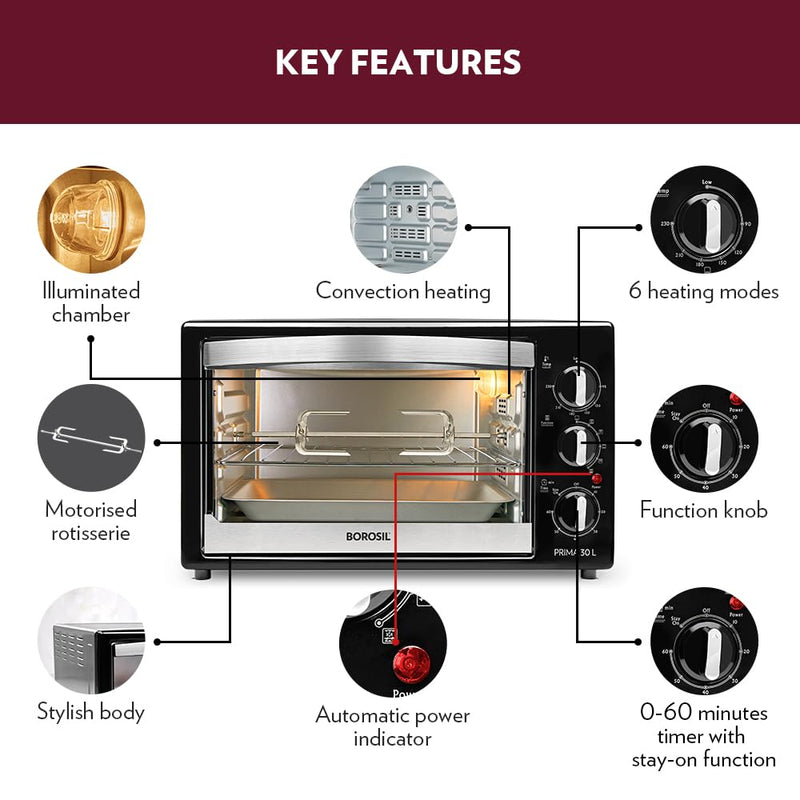 Borosil Prima 30 Litres Digital Oven Toaster & Grill - 5