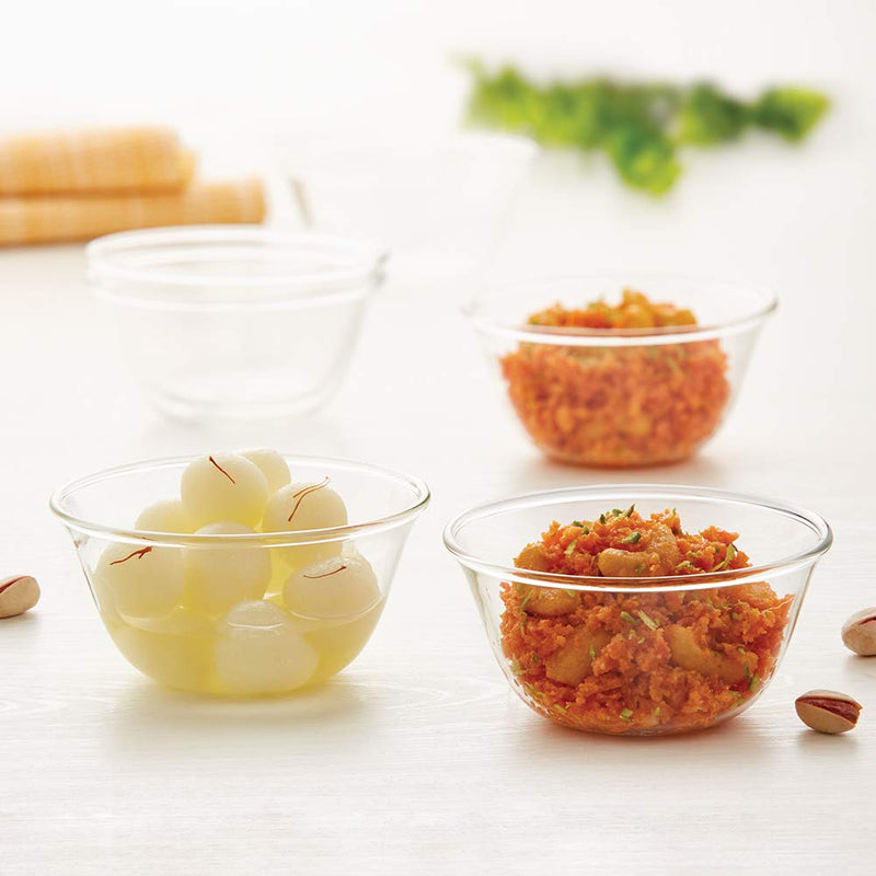 Borosil Dessert 170 ML Glass Katori Set Transparent Set of 6 Pcs