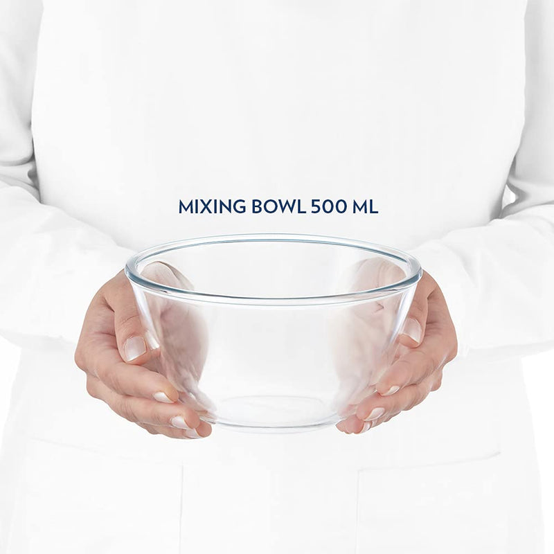 Borosil Glass Mixing & Serving Bowl with Blue Lid - 3