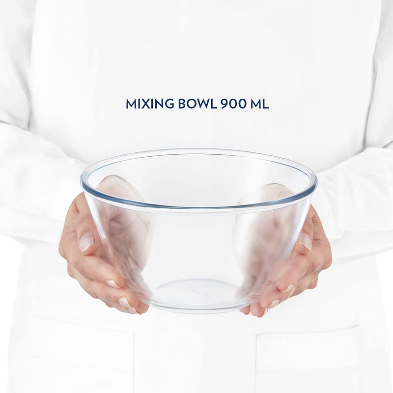 Borosil Glass Mixing & Serving Bowl with Blue Lid - 6