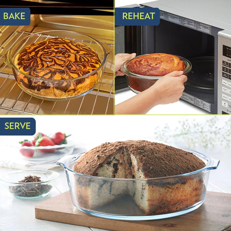 Borosil Round 1200 ML Cake Dish with Handle - 5