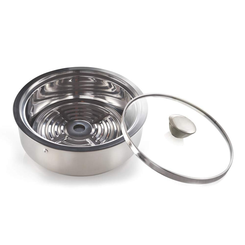 Borosil Servefresh Stainless Steel Insulated Roti Server with Glass Lid - 5
