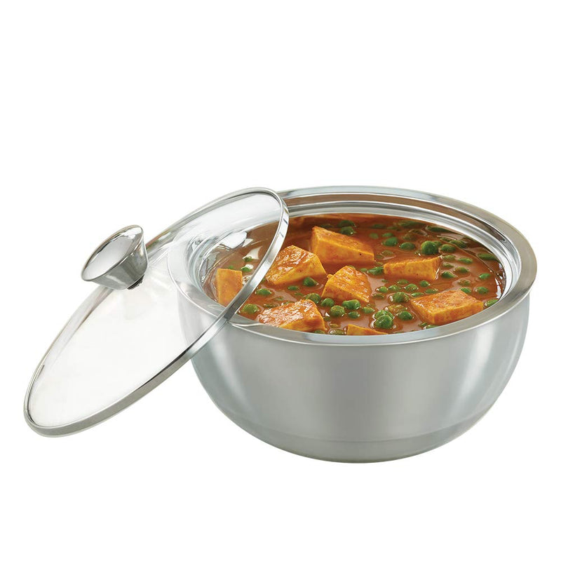 Borosil Servefresh Stainless Steel Insulated Curry Server with Glass Lid - 2