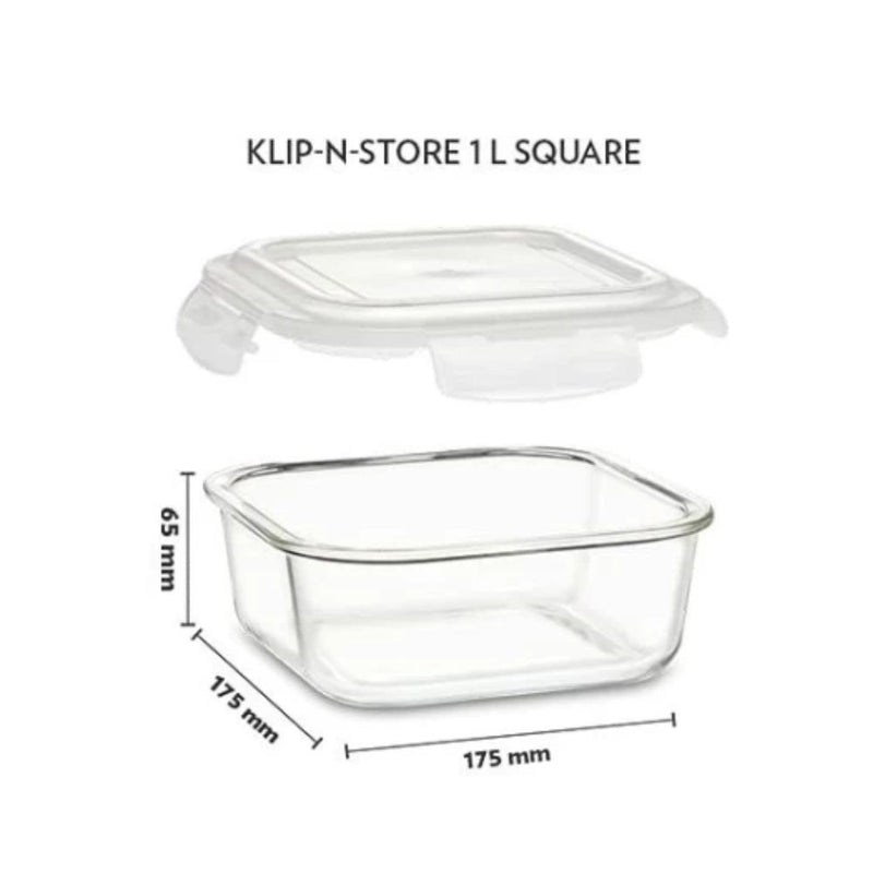 Borosil Klip N Store Square Glass Storage Container - 9