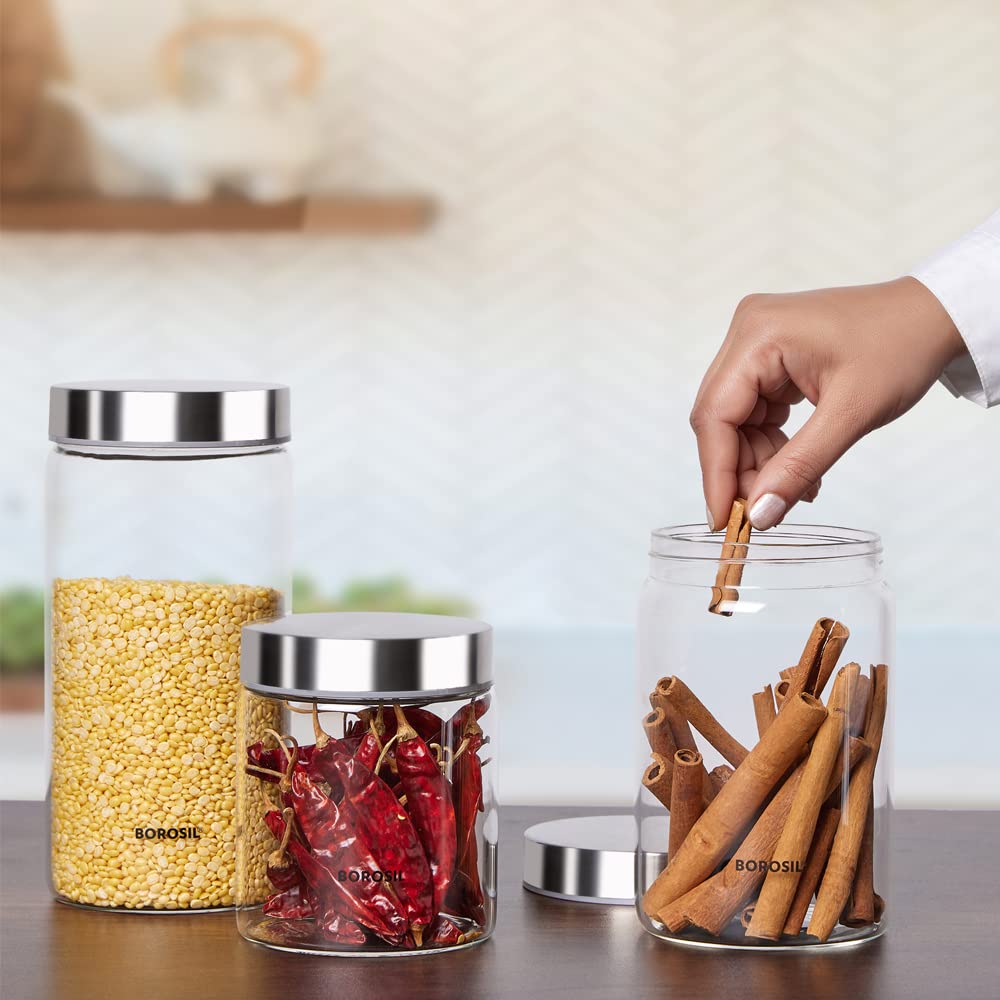 Borosil Endura Storage Glass Jar with SS Lid - 20