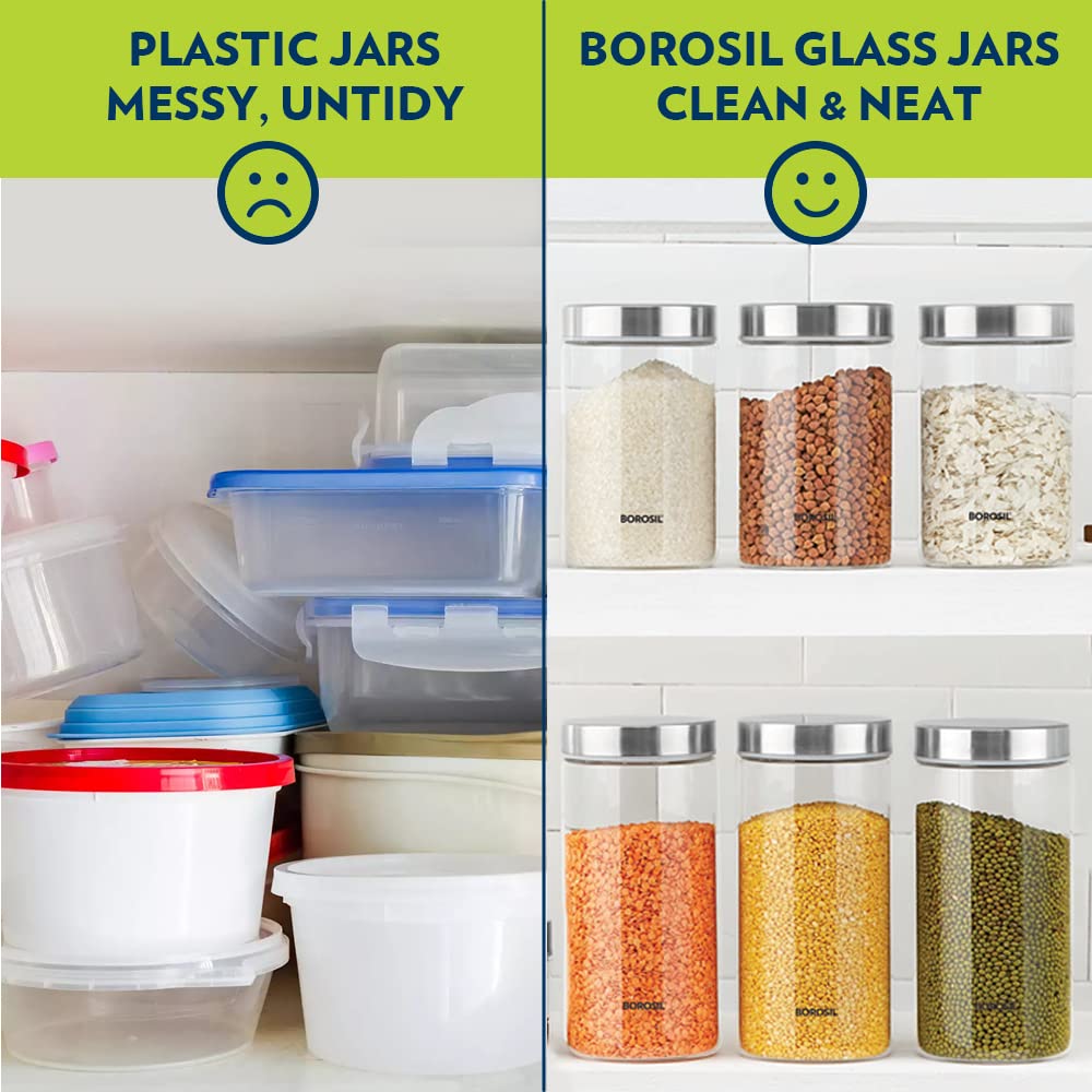 Borosil Endura Storage Glass Jar with SS Lid - 17
