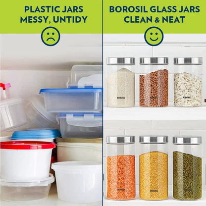 Borosil Endura Storage Glass Jar with SS Lid - 17