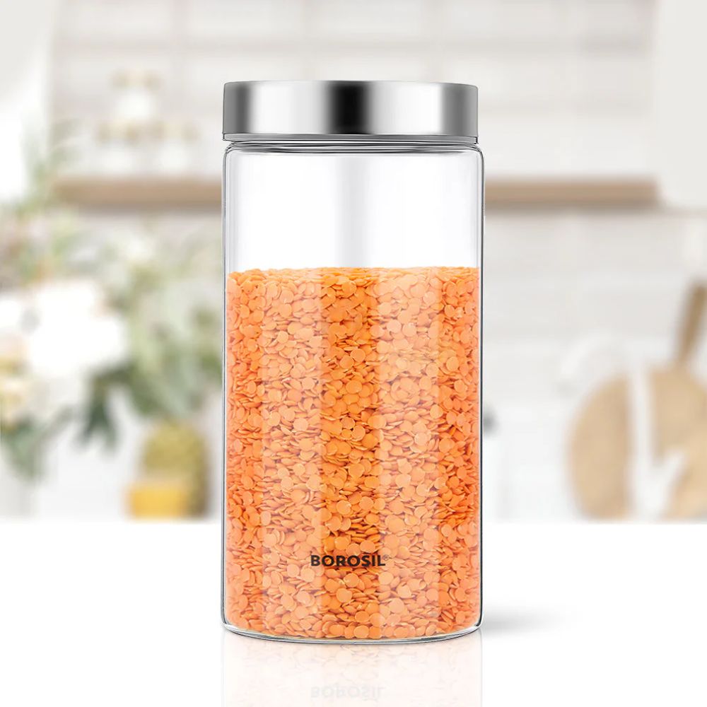 Borosil Endura Storage Glass Jar with SS Lid - 10