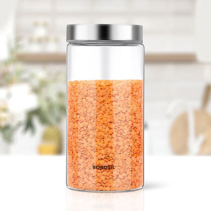 Borosil Endura Storage Glass Jar with SS Lid - 10
