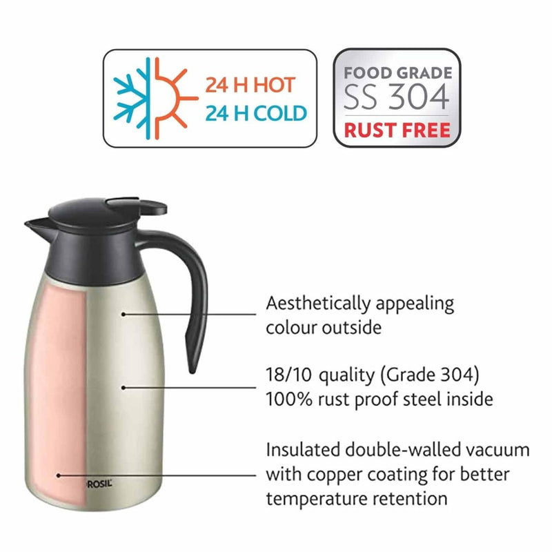 Borosil Stainless Steel Oyster 2000 ML Vacuum Insulated Teapot - 4