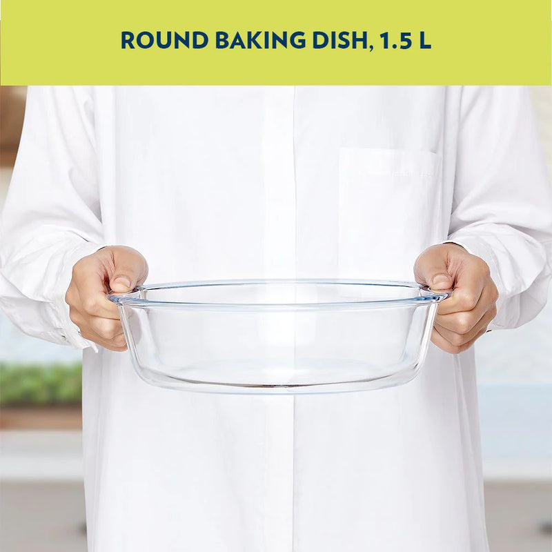 Borosil Glass Easy Grip Round Baking Dish - 4