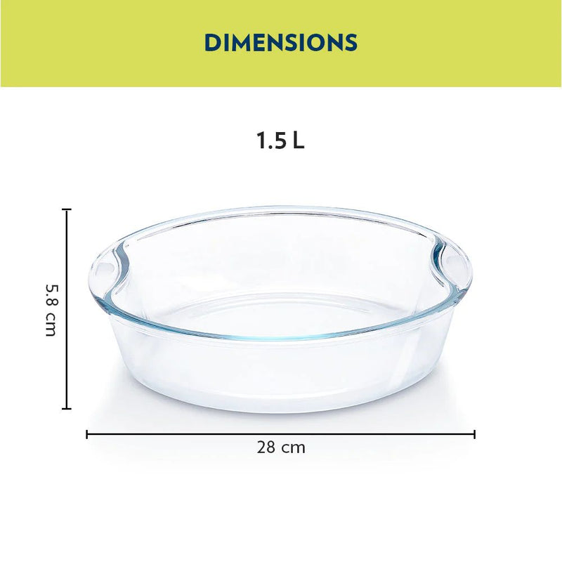 Borosil Glass Easy Grip Round Baking Dish - 3