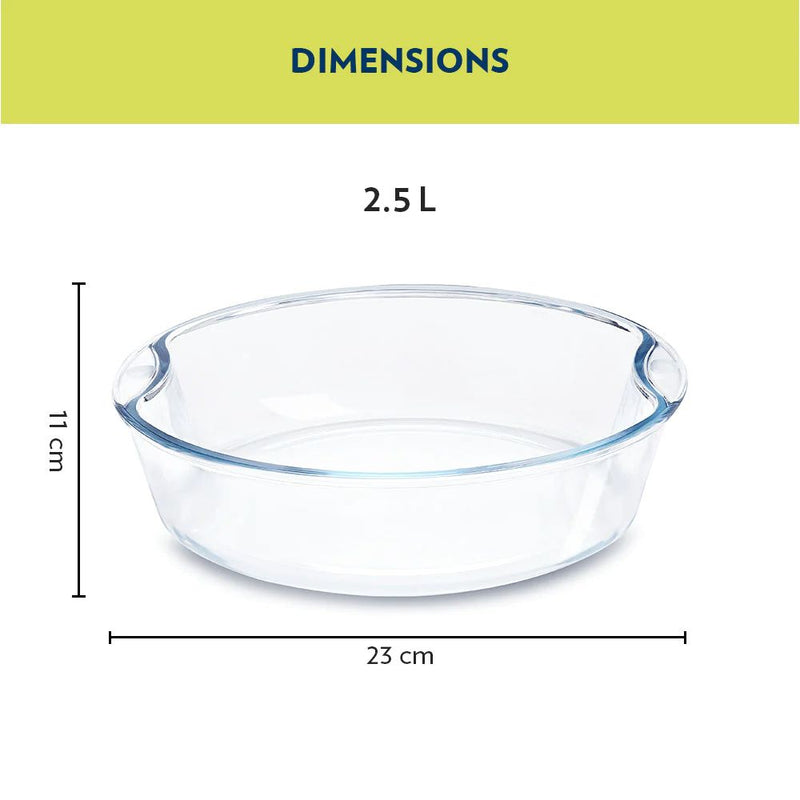 Borosil Glass Easy Grip Round Baking Dish - 7
