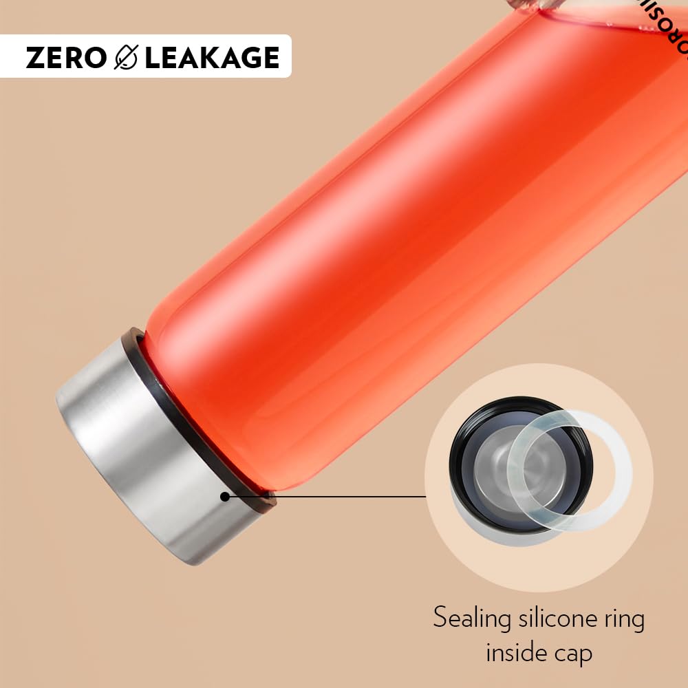 Borosil Crysto Glass 750 ML Bottle with Stainless Steel Lid - 5