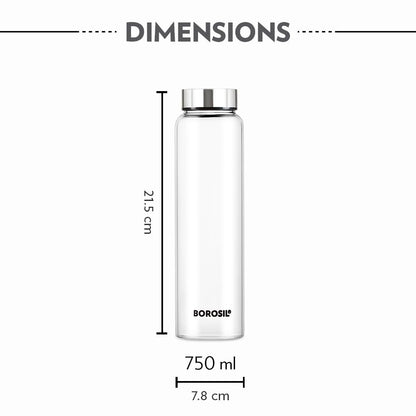 Borosil Crysto Glass 750 ML Bottle with Stainless Steel Lid - 3