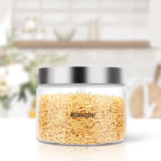 Borosil Endura Storage Glass Jar with SS Lid - 1