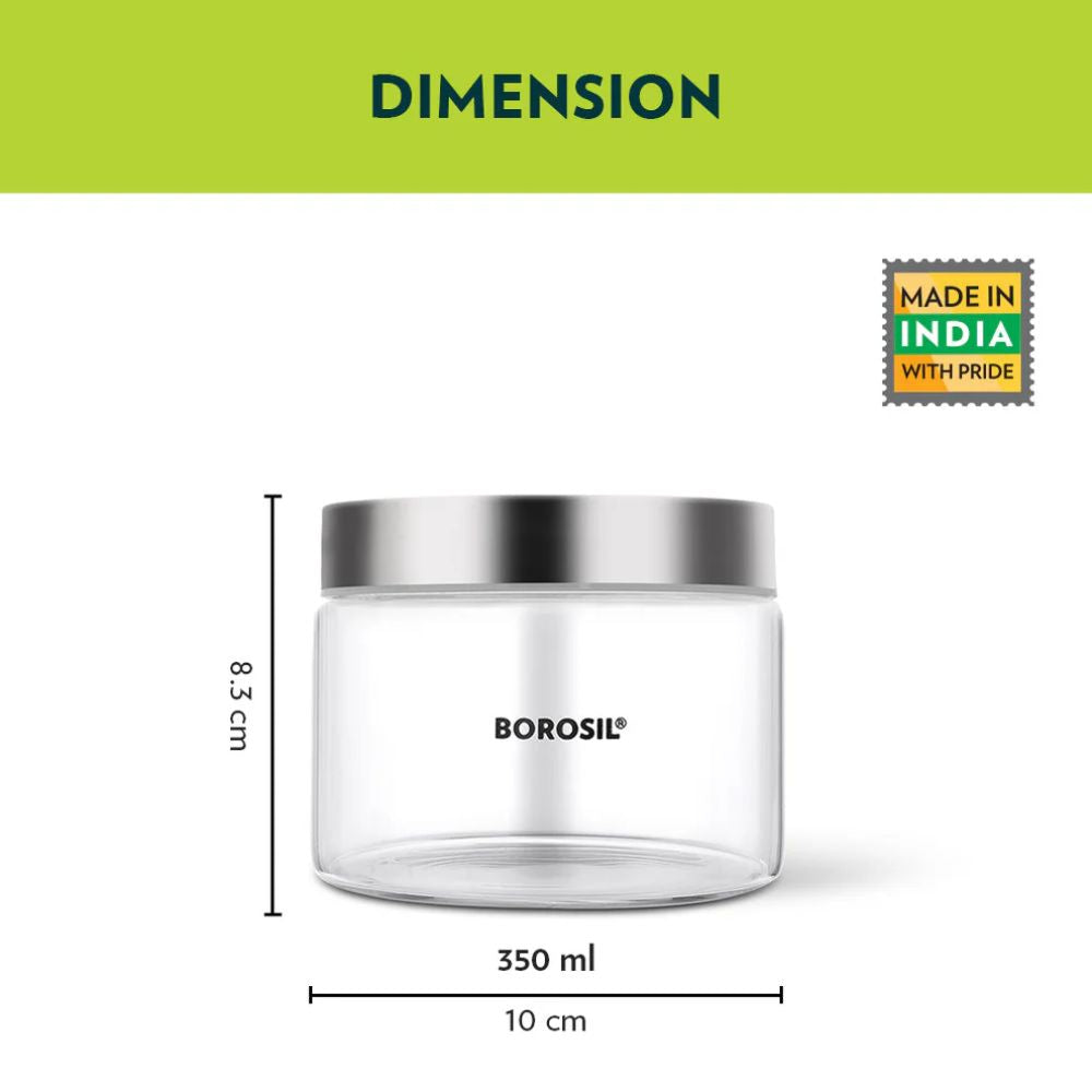 Borosil Endura Storage Glass Jar with SS Lid - 3