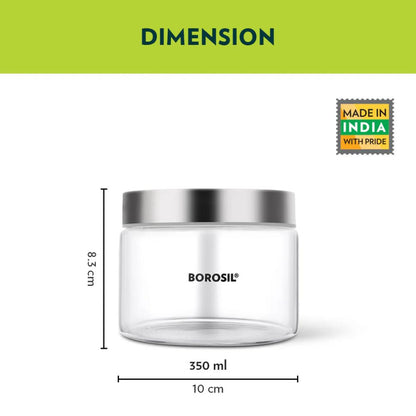 Borosil Endura Storage Glass Jar with SS Lid - 3