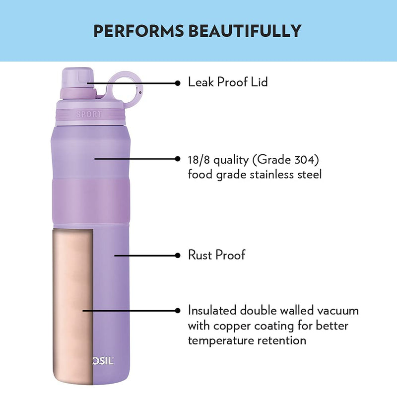 Borosil Stainless Steel Hydra Thirst Burst Lavender 800 ML Vacuum Insulated Flask Bottle - 3