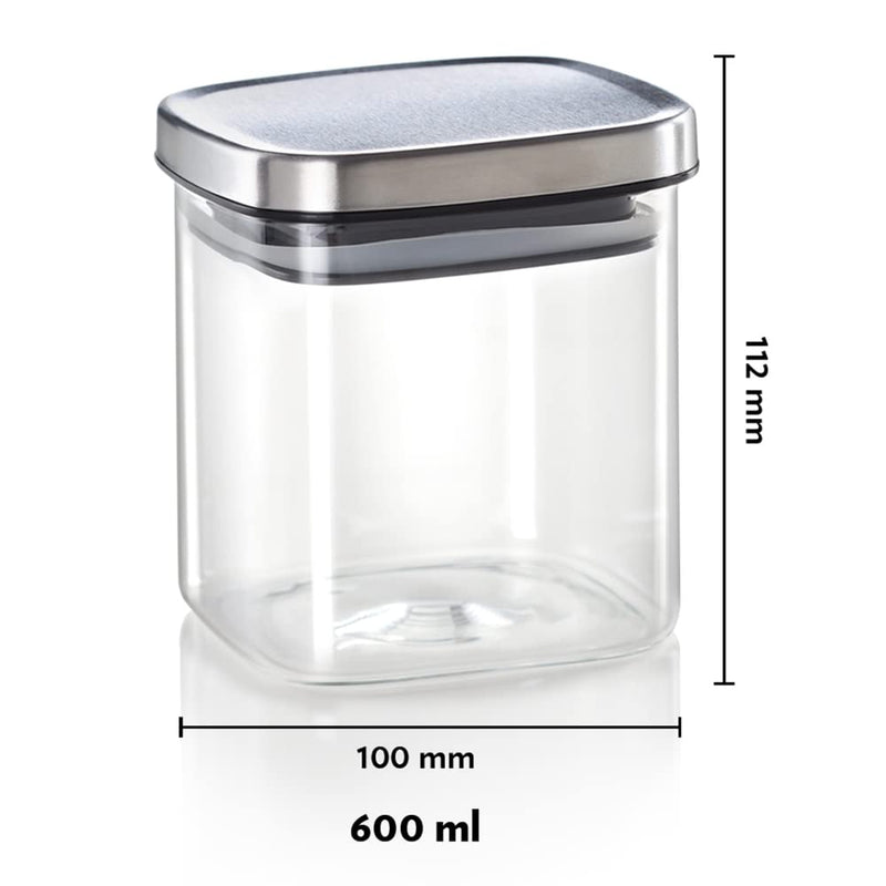 Borosil Classic Square 600 ML Air-Tight Storage Glass Jar - 3