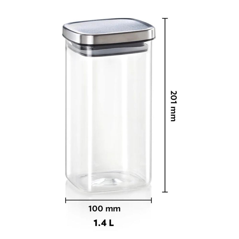 Borosil Classic Square 1400 ML Air-Tight Storage Glass Jar - 3