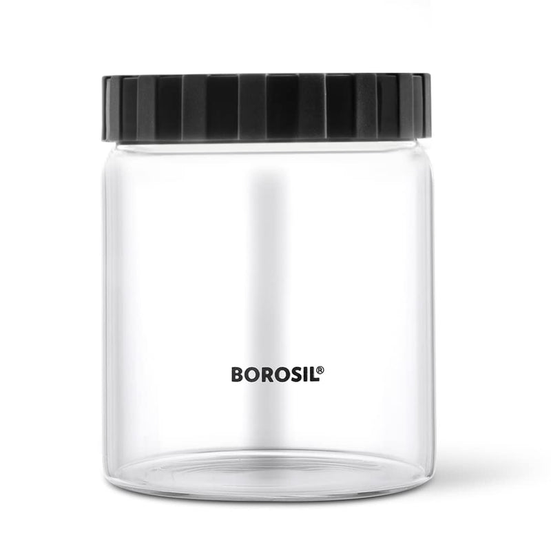 Borosil Endura Airtight Glass Storage Jar with PP Black Lid - 2