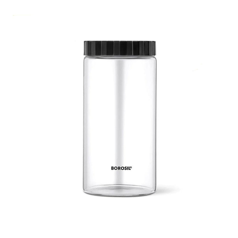 Borosil Endura Airtight Glass Storage Jar with PP Black Lid - 10