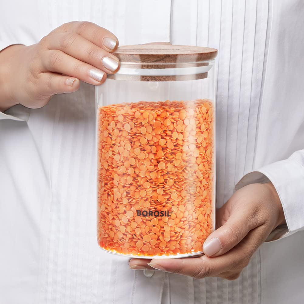 Borosil Classic Jar with Wooden Lid - 6