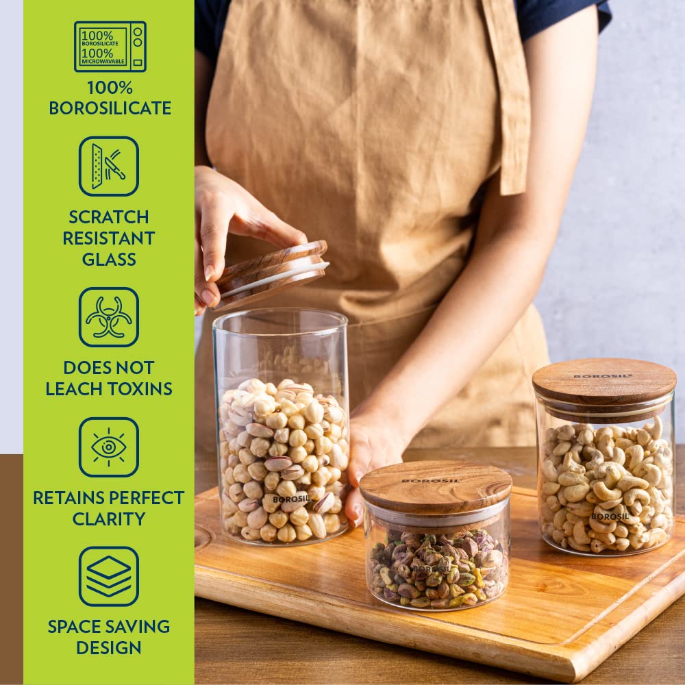 Borosil Classic Jar with Wooden Lid - 10