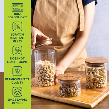 Borosil Classic Jar with Wooden Lid - 10