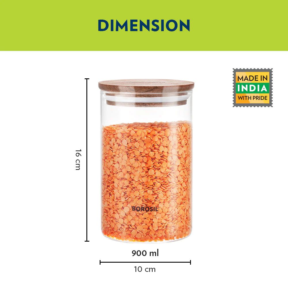 Borosil Classic Jar with Wooden Lid - 5