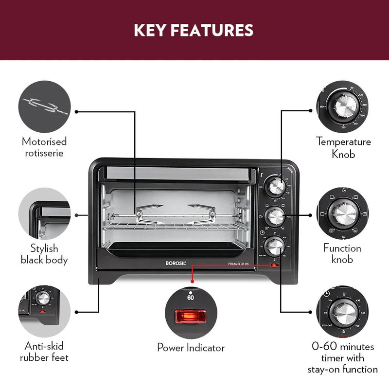 Borosil Prima Plus 19 Litres Oven Toaster Griller - 5