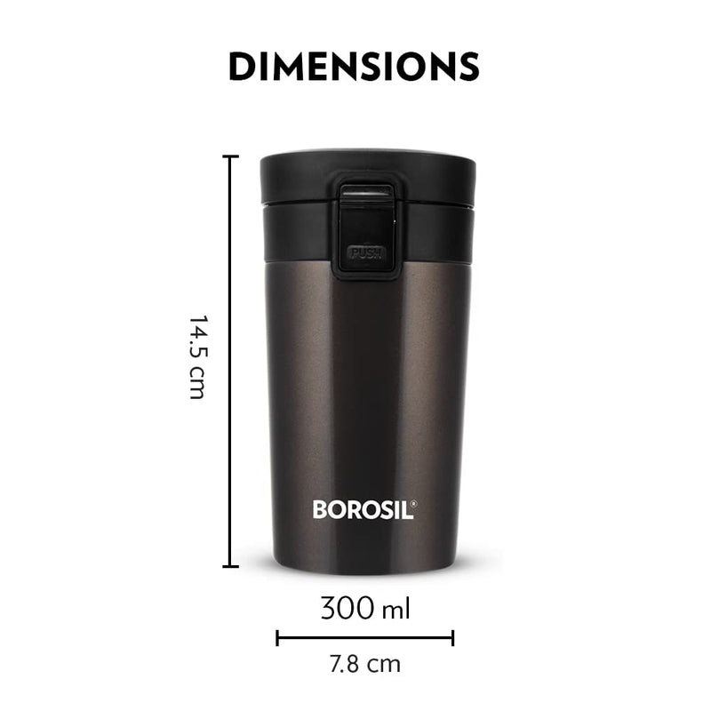 Borosil Coffeemate 300 ML Vacuum Insulated Stainless Steel Travel Mug - 13