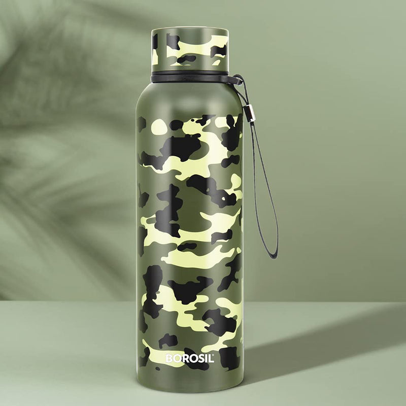 Borosil Trek Military Green 700 ML Stainless Steel Water Bottle - 1