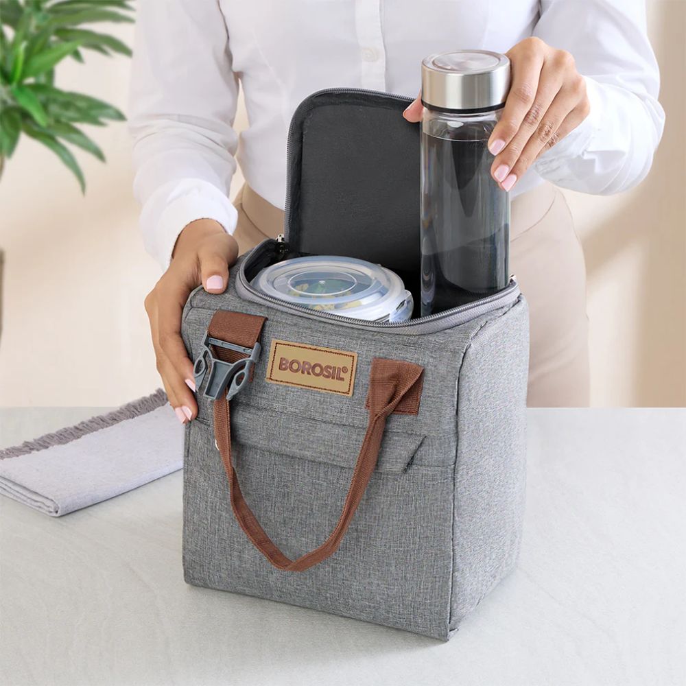 Borosil Glass Pro 3 Containers Lunch Box with Glass Bottle - 5